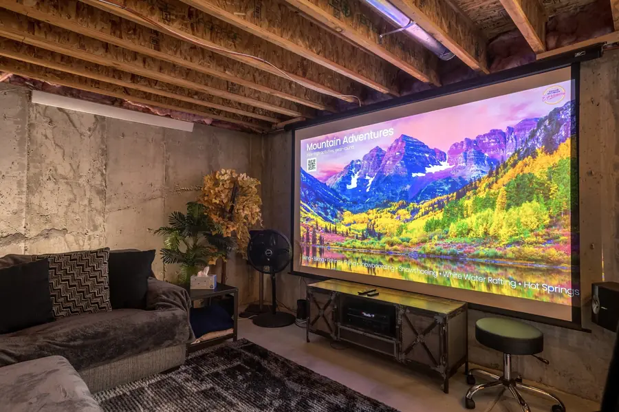 Theater screen with mountain scene