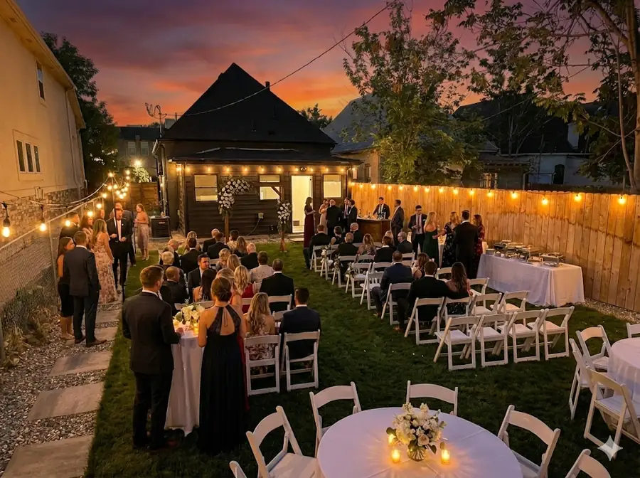 Backyard set up for a group dinner