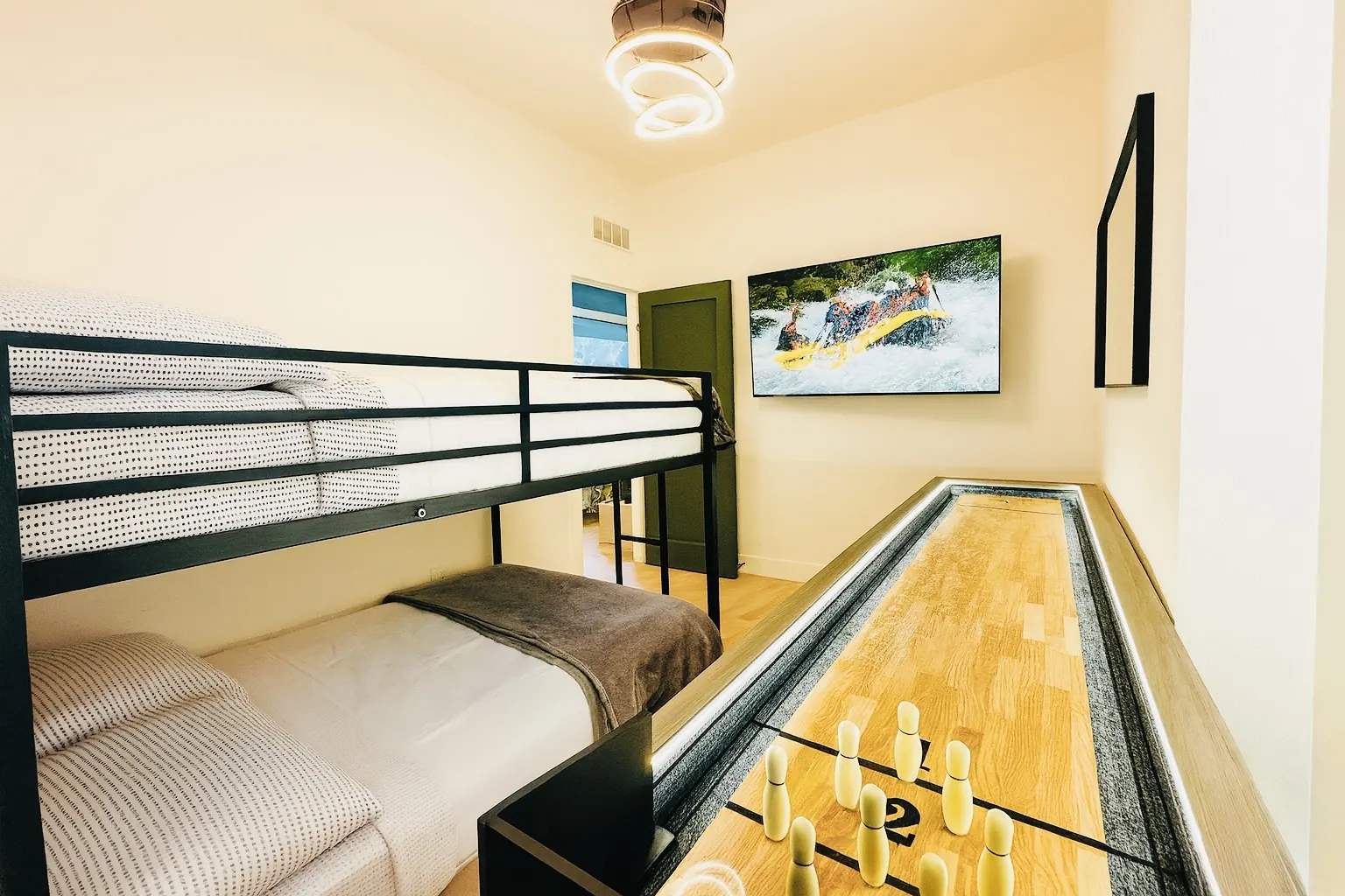 RiNo Villa bunk room with shuffleboard
