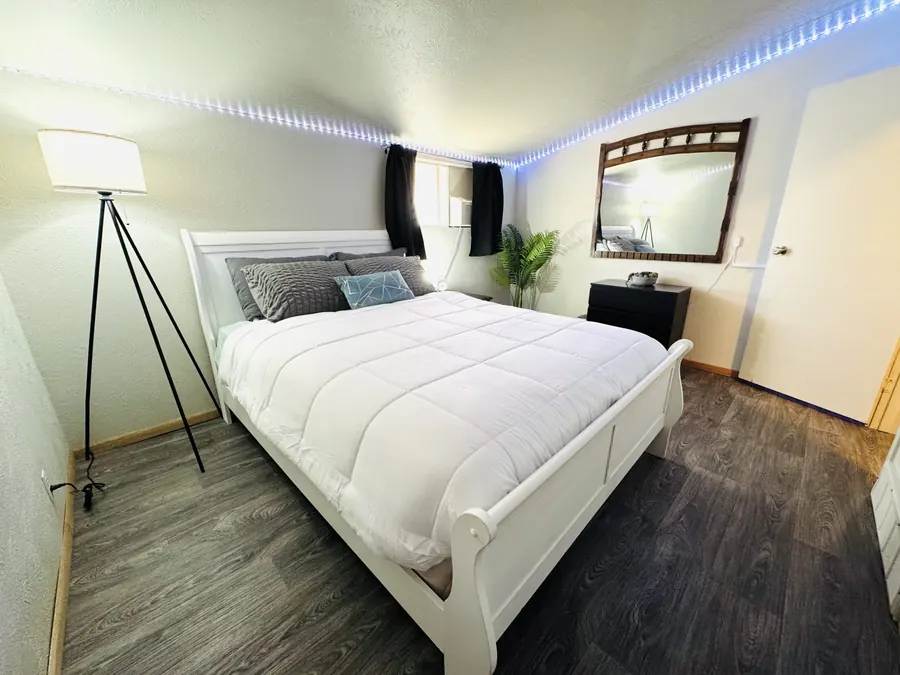 Bedroom with white bedding